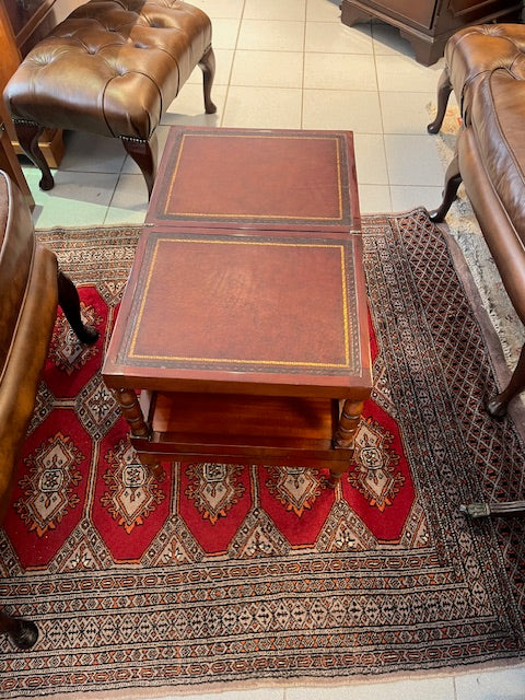 Biblioteksstege / Pall med Läderklädd Sits