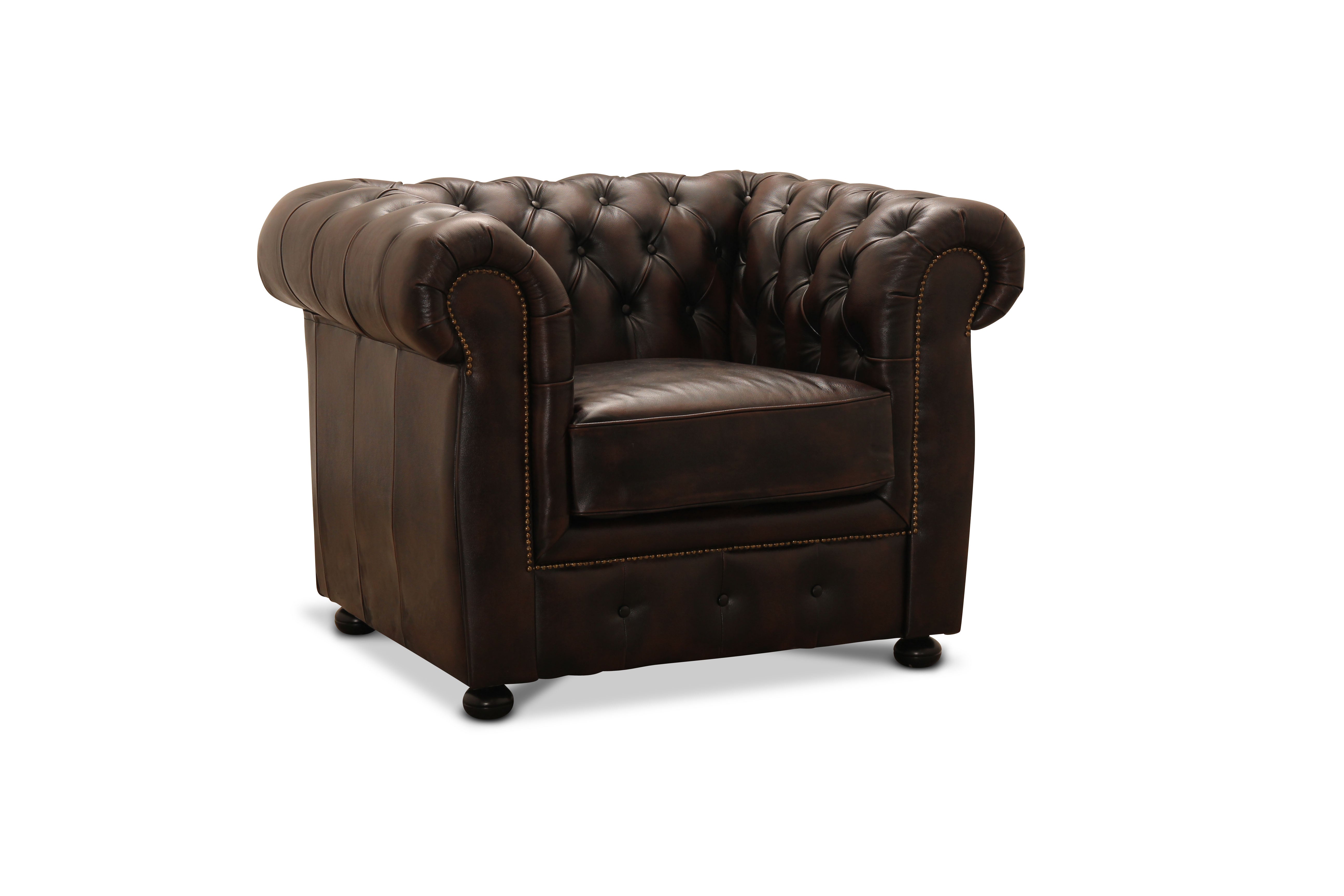NYHET - Chesterfield Soffa i Äkta Läder – Brun