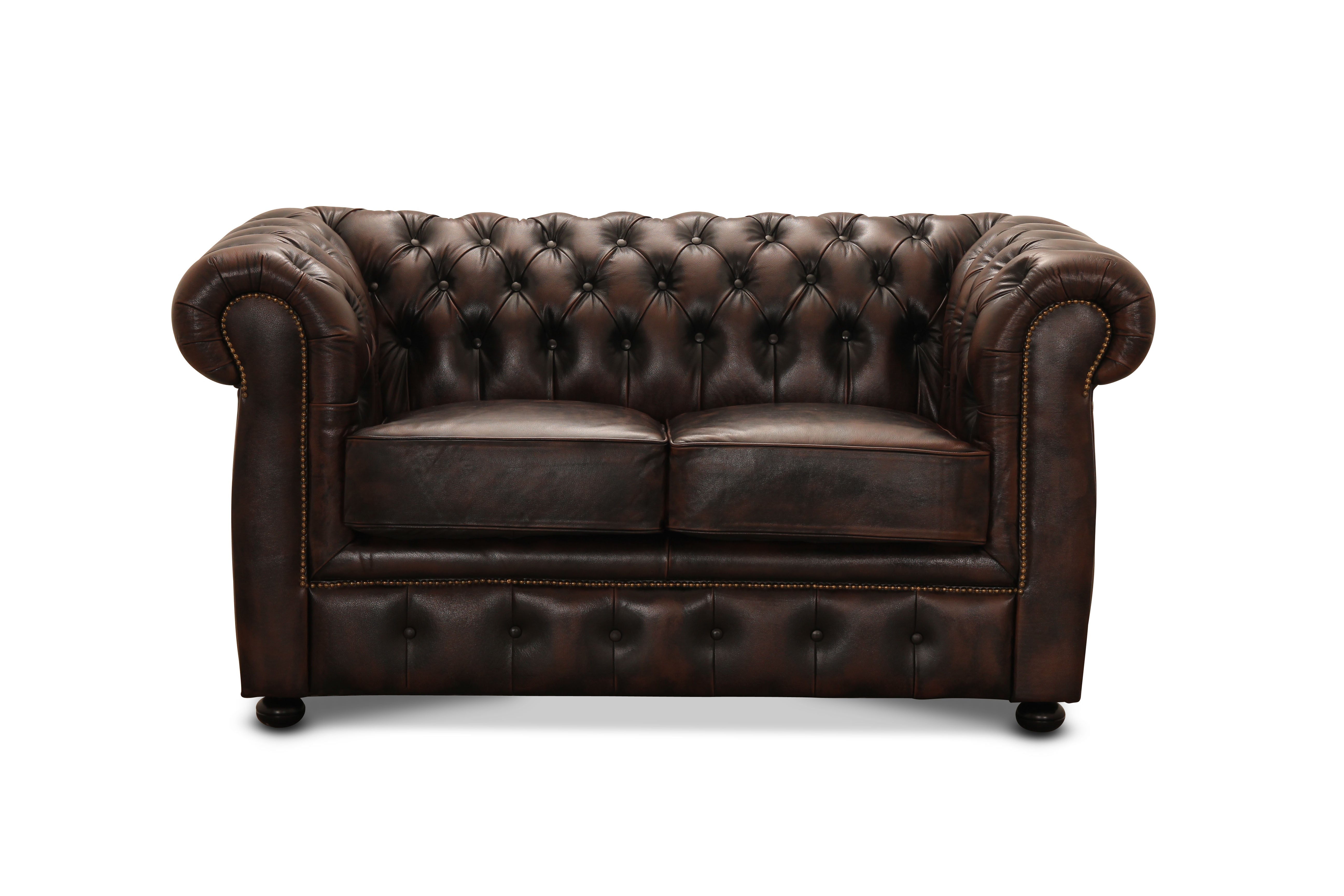 NYHET - Chesterfield Soffa i Äkta Läder – Brun