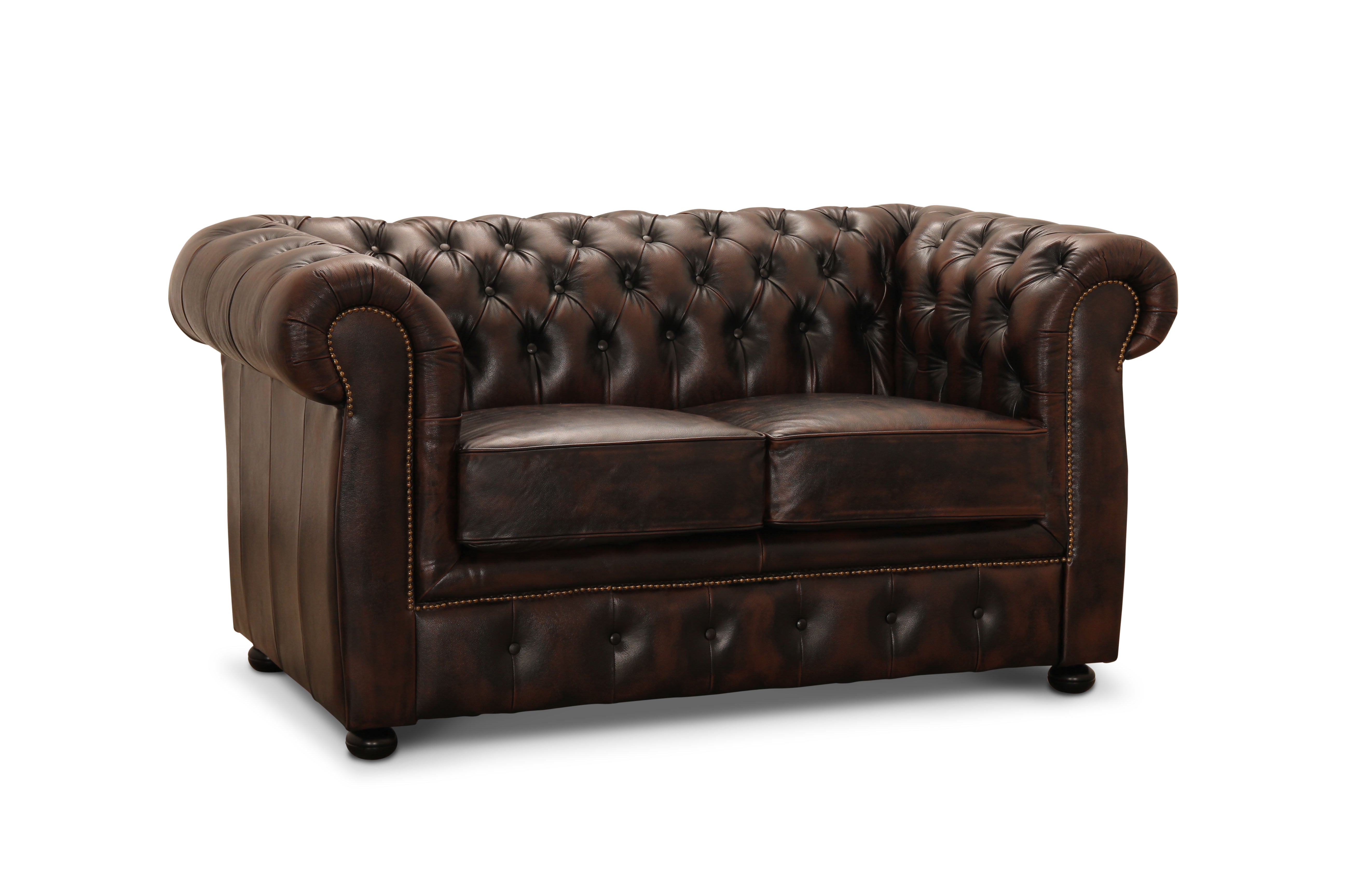 NYHET - Chesterfield Soffa i Äkta Läder – Brun
