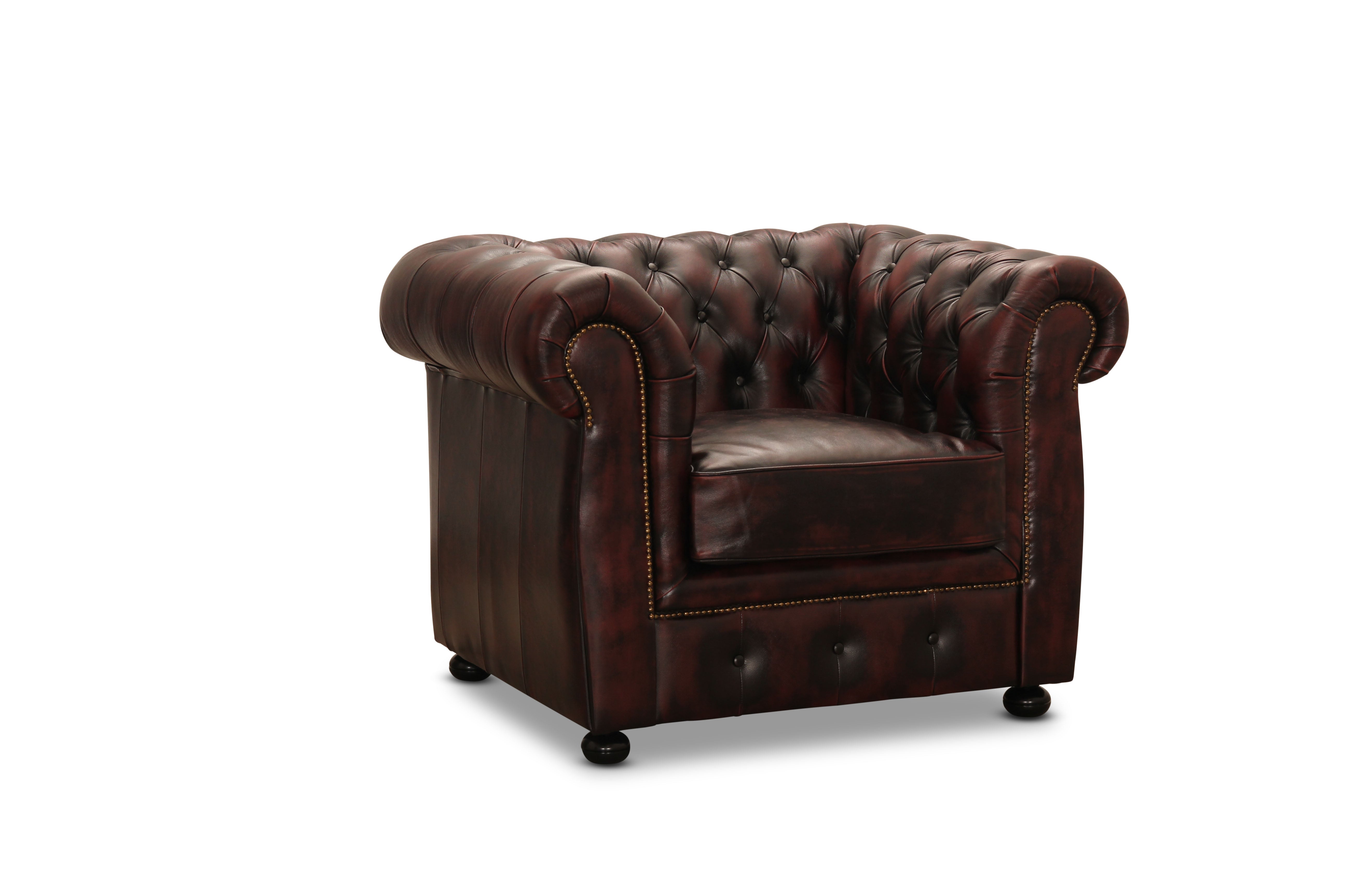 NYHET - Chesterfield Soffa i Äkta Läder – Oxblood