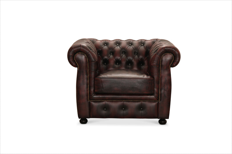 NYHET - Chesterfield Soffa i Äkta Läder – Oxblood
