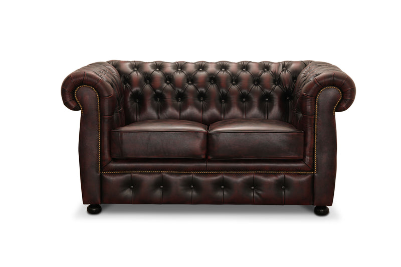 NYHET - Chesterfield Soffa i Äkta Läder – Oxblood