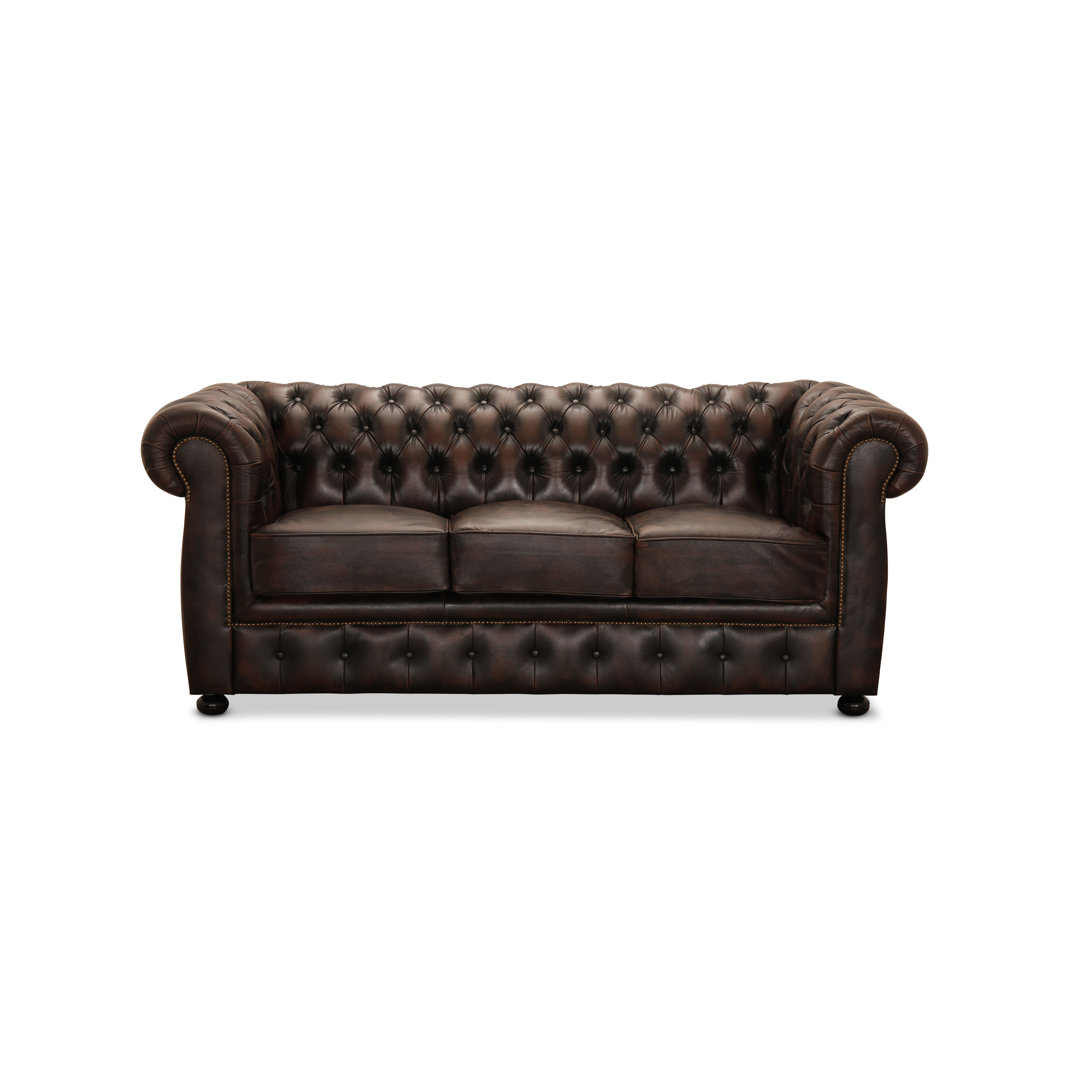 NYHET - Chesterfield Soffa i Äkta Läder – Brun