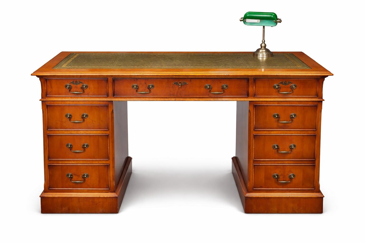 Skrivbord i Idegran med Grön skinn