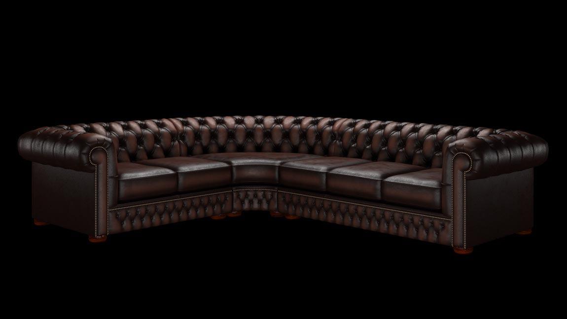 Chesterfield Corner Läder Soffa