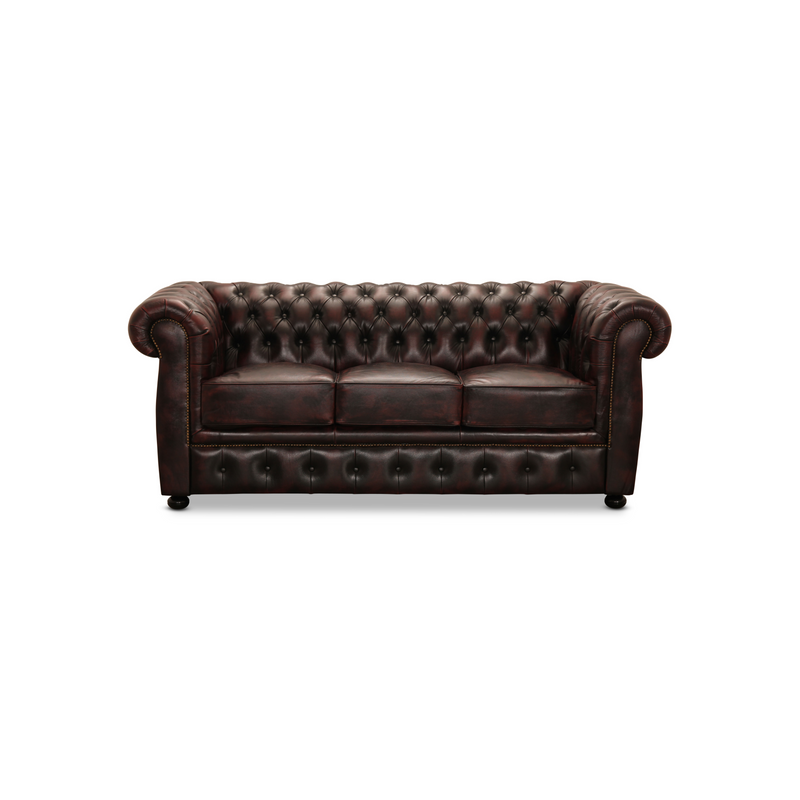 NYHET - Chesterfield Soffa i Äkta Läder – Oxblood